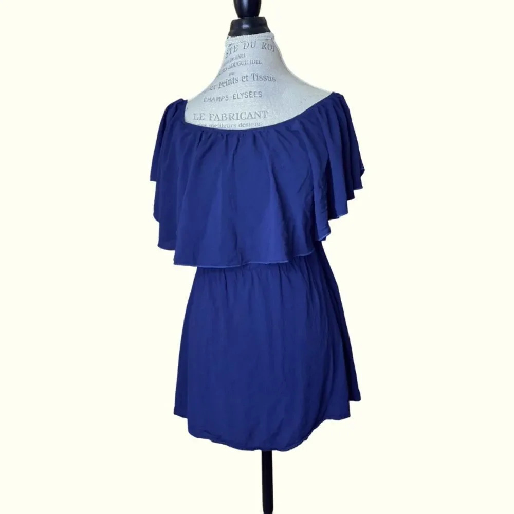 Pauln KC dress off shoulder mini Navy Medium EUC